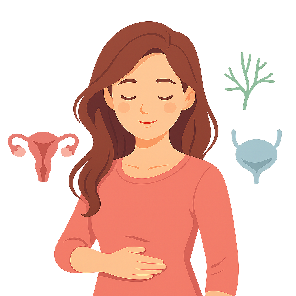 Illustration of interconnected pelvic health